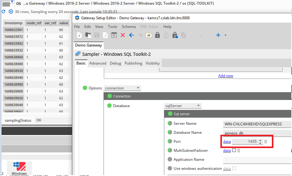 Geneos sql toolkit port definition behaviour support itrs group