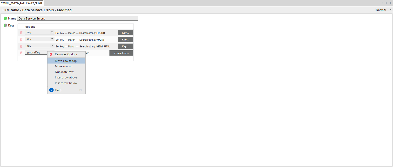 Geneos - FKM - The ignoreKey does not work – Support - ITRS Group